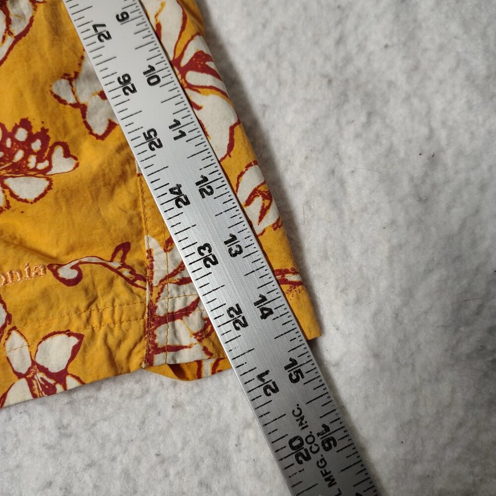 VINTAGE Patagonia Baggies Womens Orange Yellow Hibiscus Floral Print Swim Trunks - Picture 7 of 13